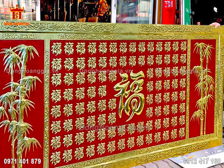Đồng Hoàng Gia nhận chế tác Tranh chữ bách phúc mạ vàng 24K theo yêu cầu